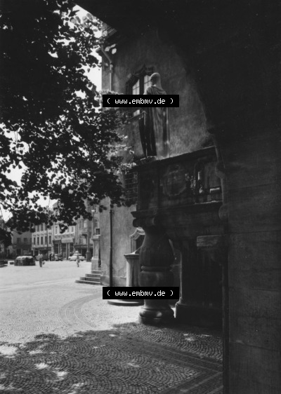 Dick-Foto-Verlag Erlbach I.V. aus Sammlung Plauen im Vogtland - Eingang zum alten Rathaus. Sammlung