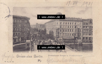 Ansichtskarten aus dem Deutschen Reich, Berlin-Mitte, Friedrichstrasse Berlin, Weldendamer Brücke und Friedrichstrasse (1) Sammlung