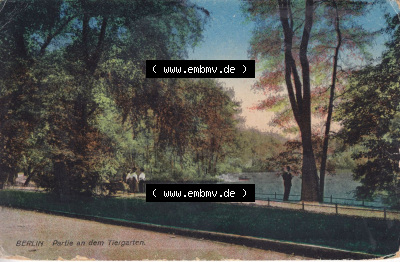 Ansichtskarten aus dem Deutschen Reich, Berlin-Tiergarten 1919, Partie an dem Tiergarten, Lithografie (1) Sammlung