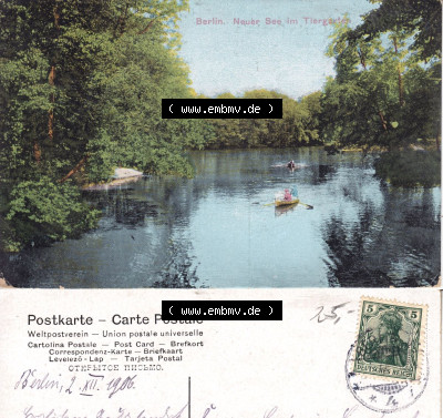 Ansichtskarten aus dem Deutschen Reich, Berlin-Tiergarten Neuer See im Tiergarten (1) Sammlung