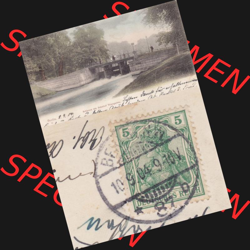 Ansichtskarten aus dem Deutschen Reich, Berlin-Tiergarten 1904, Schiense am Bahnhof Tiergarten, Briefmarke Stempel (1) Sammlung