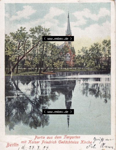 Ansichtskarten aus dem Deutschen Reich, Berlin-Tiergarten 1904, Lithografie Kaiser Friedrich Gedächtniss Kirche (1) Sammlung