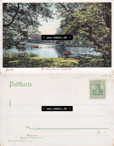 Ansichtskarten aus dem Deutschen Reich, Berlin-Tiergarten Der neue See im Tiergarten, fast Postfrische Postkarte (1) Sammlung