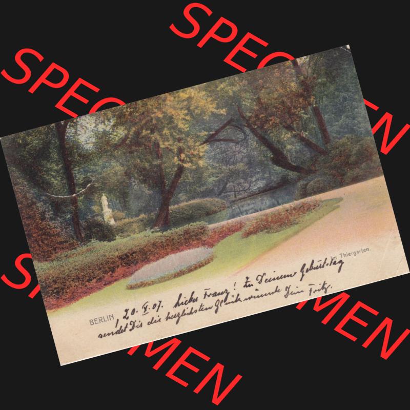 Ansichtskarten aus dem Deutschen Reich, Berlin-Tiergarten 1907, OKT 07, Berlin Thiergarten (1) Sammlung