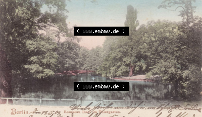Ansichtskarten aus dem Deutschen Reich, Berlin-Tiergarten 1924, Rousseau Insel im Tiergarten, Lithografie (1) Sammlung