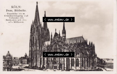 Ansichtskarten aus dem Deutschen Reich, Preußen, Provinz Rheinland, Stadt Köln, Sammlung vor 1945, Kölner Dom, Südseite, Querformat... Sammlung