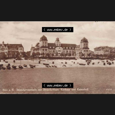 Ansichtskarten aus dem Deutschen Reich, Pommern, Insel Rügen 1910-1930, Aus Sammlung Rügen, Binz auf Rügen, Strand mit Strandschloss 1927, Kurhaus,... Sammlung