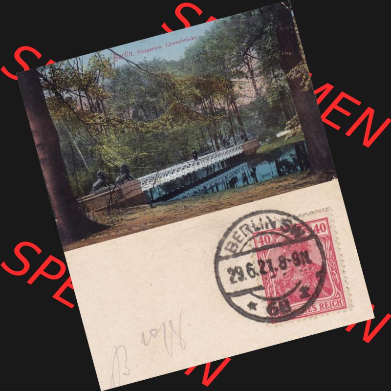 Ansichtskarten aus dem Deutschen Reich, Berlin-Tiergarten 1921, Löwenbrücke im Tiergarten (1) Sammlung