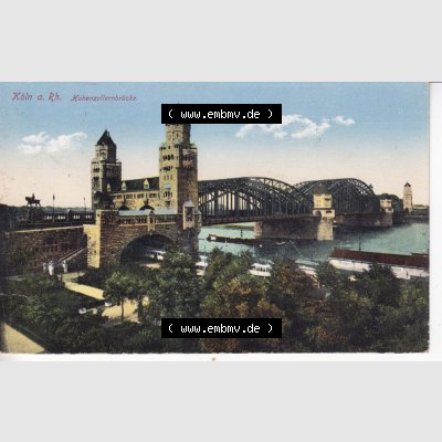 Ansichtskarten aus dem Deutschen Reich, Preußen, Provinz Rheinland, Stadt Köln, Sammlung Köln allgemein vor 1945, Köln mit Hohenzollembrücke (1) Sammlung