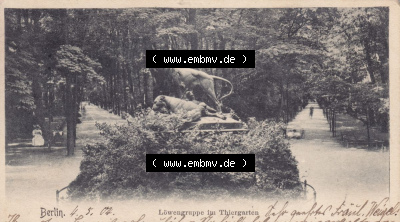 Ansichtskarten aus dem Deutschen Reich, Berlin-Tiergarten 1900-1930, 1904, Berlin, Löwengruppe im Thiergarten, gelaufen (1) Sammlung