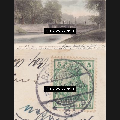 Ansichtskarten aus dem Deutschen Reich, Berlin-Tiergarten 1904, Schiense am Bahnhof Tiergarten, Briefmarke Stempel (1) Sammlung