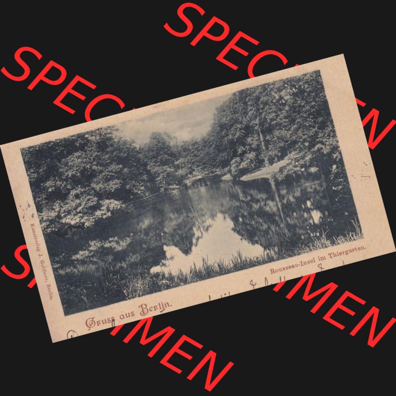 Ansichtskarten aus dem Deutschen Reich, Berlin-Tiergarten 1900-1930, Rousseau-Insel im Thiergarten, Gruss aus Berlin, gelaufen (1) Sammlung