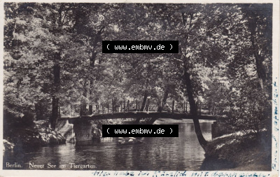 Ansichtskarten aus dem Deutschen Reich, Berlin-Tiergarten 1900-1930, 1934, Berliner Tiergarten, Neuer See, gelaufen (1) Sammlung