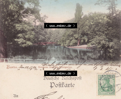 Ansichtskarten aus dem Deutschen Reich, Berlin-Tiergarten 1924, Rousseau Insel im Tiergarten, Lithografie (1) Sammlung