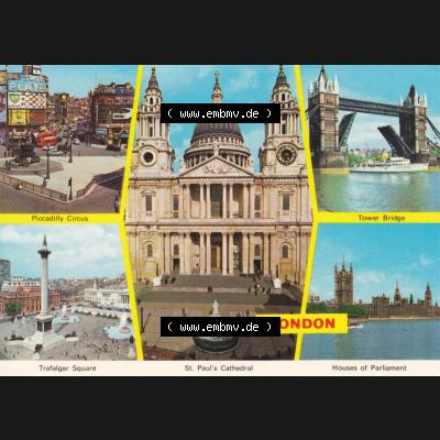 Ansichtskarte Großbritannien, GB-England, Stadt London in Farbe / Color, Motiv House of Parliament, Trafalgar Square, Piccadilly Circus (1) Sammlung
