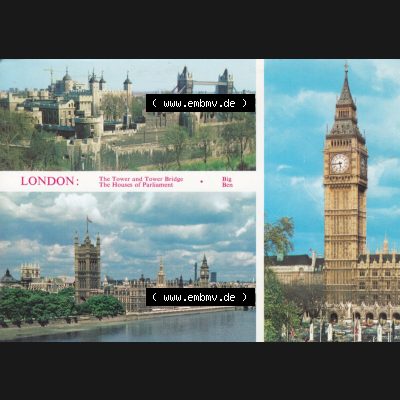 Ansichtskarte Großbritannien, GB-England, Stadt London in Farbe / Color, Motiv London The Tower und Tower Bridge, THe House of Parliament, Big Ben (1) Sammlung