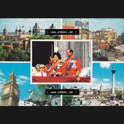 Ansichtskarte Großbritannien, GB-England, Stadt London in Farbe / Color, Motiv London, Nelsons Colum, Tower of London, Big-Ben (1) Sammlung