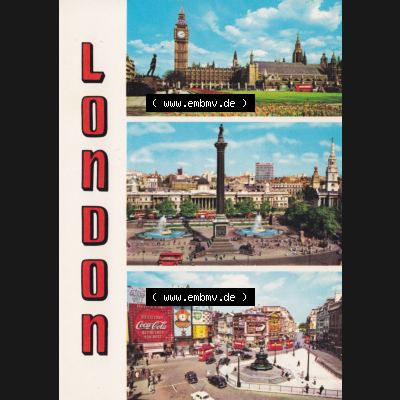 Ansichtskarte Großbritannien, GB-England, Stadt London in Farbe / Color, Motiv House of Parliament, Trafalgar Square, Piccadilly Circus (2) Sammlung