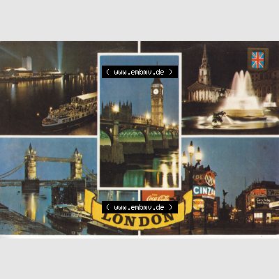 Ansichtskarte Großbritannien, GB-England, Stadt London in Farbe / Color, Motiv London, River Thames, Big Ben, TRafalger Square, Tower Bridge (1) Sammlung