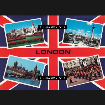 Ansichtskarte Großbritannien, GB-England, Stadt London in Farbe / Color, Motiv London, Buckingham, Parlement, Trafalgar Square (1) Sammlung