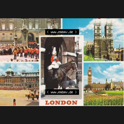 Ansichtskarte Großbritannien, GB-England, Stadt London in Farbe / Color, Motiv London, Guards Band at Buckingham Palace, Westminster Abbey (1) Sammlung