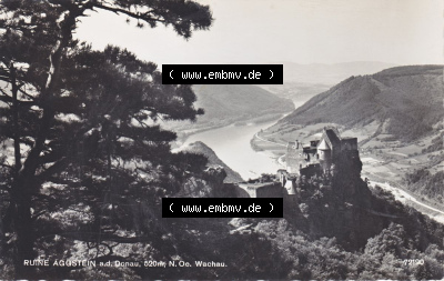 Ansichtskarte Österreich / Austria, Bundesland Niederösterreich: Unsortiert in s/w Schwarzweiß Ruine Burg Aggstein an der Donau... Sammlung
