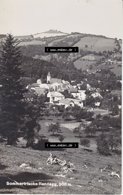Ansichtskarte Österreich / Austria, Bundesland Niederösterreich: Unsortiert in s/w Schwarzweiß Sommerfrische Randegg, 366m Sammlung