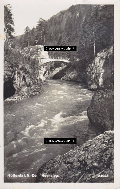 Ansichtskarte Österreich / Austria, Bundesland Niederösterreich: Unsortiert in s/w Schwarzweiß Höllental, Hochsteg (1) Sammlung