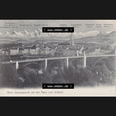 Ansichtskarte Schweiz, Karton Bern, Verwaltungskreis Bern-Mittelland, Stadt Bern, vor 1945 In s/w Schwarzweiß Bern, Generalansicht mit den Alpen vom Schänzli... Sammlung