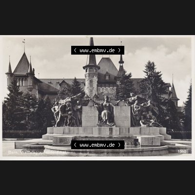 Ansichtskarte Schweiz, Karton Bern, Verwaltungskreis Bern-Mittelland, Stadt Bern, vor 1945 In s/w Schwarzweiß Bern, Welttelegraphen-Denkmal (1) Sammlung
