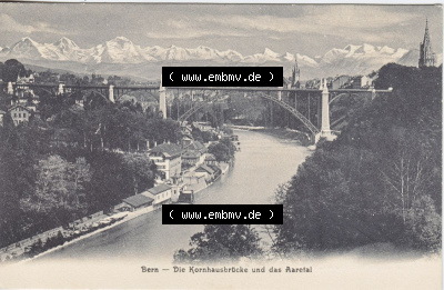 Ansichtskarte Schweiz, Karton Bern, Verwaltungskreis Bern-Mittelland, Stadt Bern, vor 1945 In s/w Schwarzweiß Bern, Die Kornhausbrücke... Sammlung