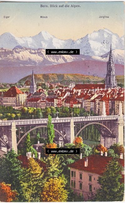 Ansichtskarte Schweiz, Karton Bern, Verwaltungskreis Bern-Mittelland, Stadt Bern, Lithografie vor 1945, Bern, Blick auf die Alpen,... Sammlung