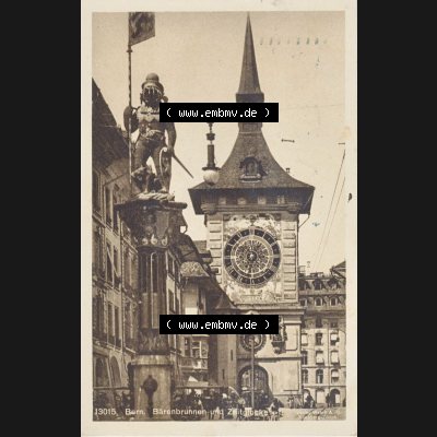 Ansichtskarte Schweiz, Karton Bern, Verwaltungskreis Bern-Mittelland, Stadt Bern, vor 1945 In s/w Schwarzweiß Ber, Bärenbrunnen und Zeitglocke (1) Sammlung