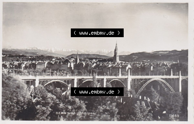 Ansichtskarte Schweiz, Karton Bern, Verwaltungskreis Bern-Mittelland, Stadt Bern, vor 1945 In s/w Schwarzweiß Bern und die Alpen... Sammlung