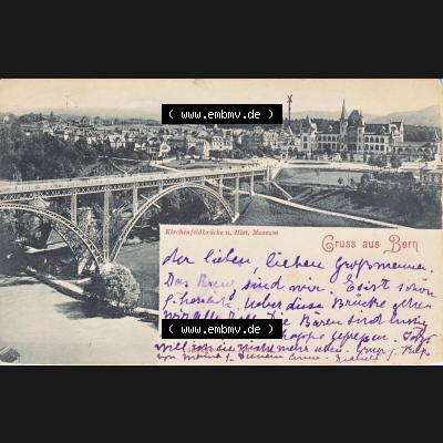 Ansichtskarte Schweiz, Karton Bern, Verwaltungskreis Bern-Mittelland, Stadt Bern, vor 1945 In s/w Schwarzweiß Bern, Kirchenfeldbrücke und Museum, Gruss... Sammlung