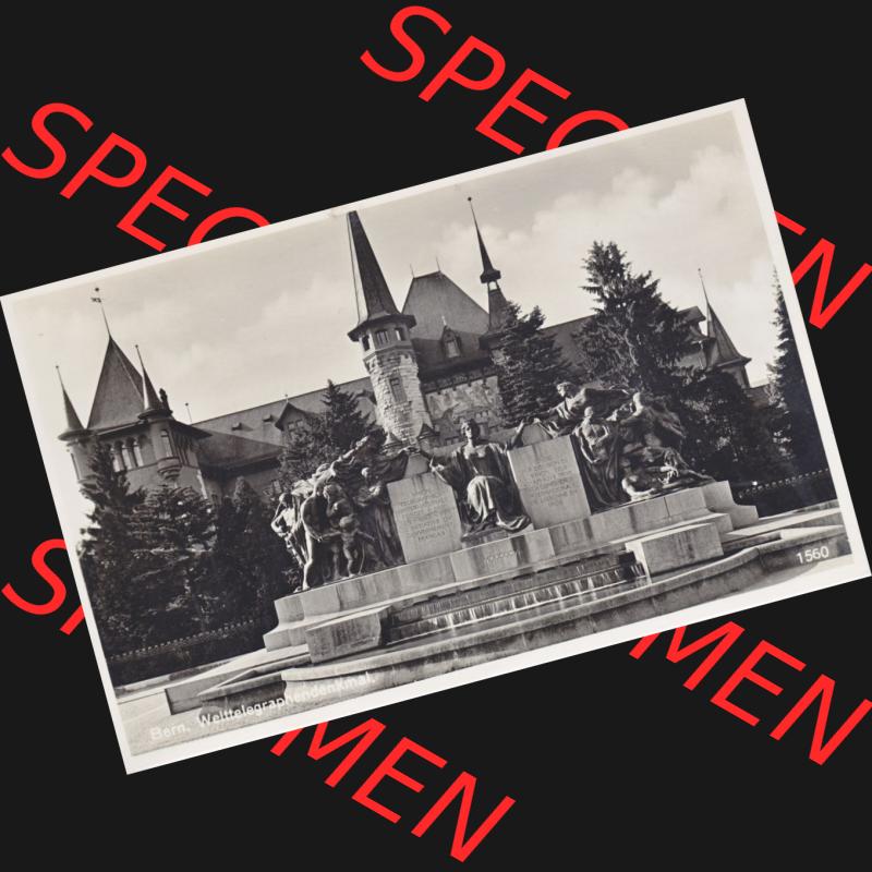 Ansichtskarte Schweiz, Karton Bern, Verwaltungskreis Bern-Mittelland, Stadt Bern, vor 1945 In s/w Schwarzweiß Bern, Welttelegraphen-Denkmal (1) Sammlung