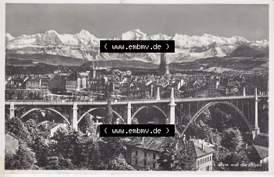Ansichtskarte Schweiz, Karton Bern, Verwaltungskreis Bern-Mittelland, Stadt Bern, vor 1945 In s/w Schwarzweiß Bern und die Alpen,... Sammlung
