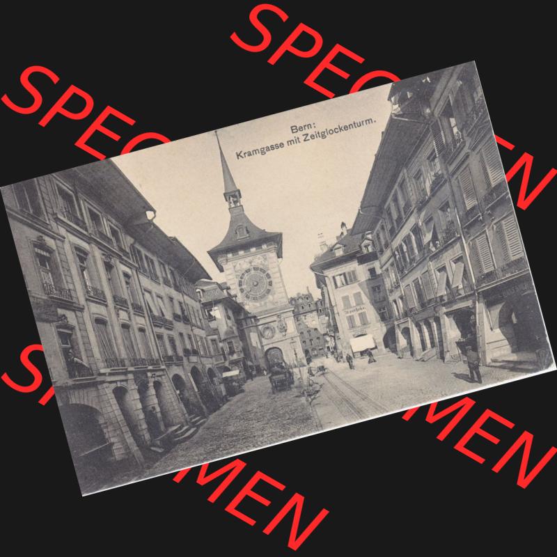 Ansichtskarte Schweiz, Karton Bern, Verwaltungskreis Bern-Mittelland, Stadt Bern, vor 1945 In s/w Schwarzweiß Bern, Kramgasse mit Zeitglockenturm (1) Sammlung