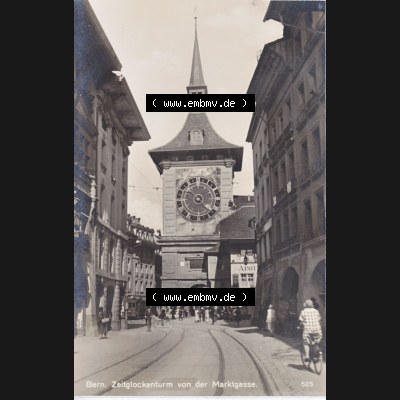 Ansichtskarte Schweiz, Karton Bern, Verwaltungskreis Bern-Mittelland, Stadt Bern, vor 1945 In s/w Schwarzweiß Bern, Zeitglockenturm von der Marktgasse (1) Sammlung