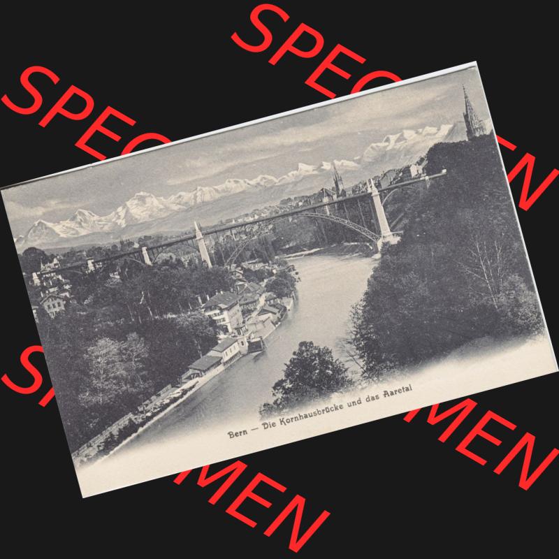 Ansichtskarte Schweiz, Karton Bern, Verwaltungskreis Bern-Mittelland, Stadt Bern, vor 1945 In s/w Schwarzweiß Bern, Die Kornhausbrücke und der Aaretal (1) Sammlung