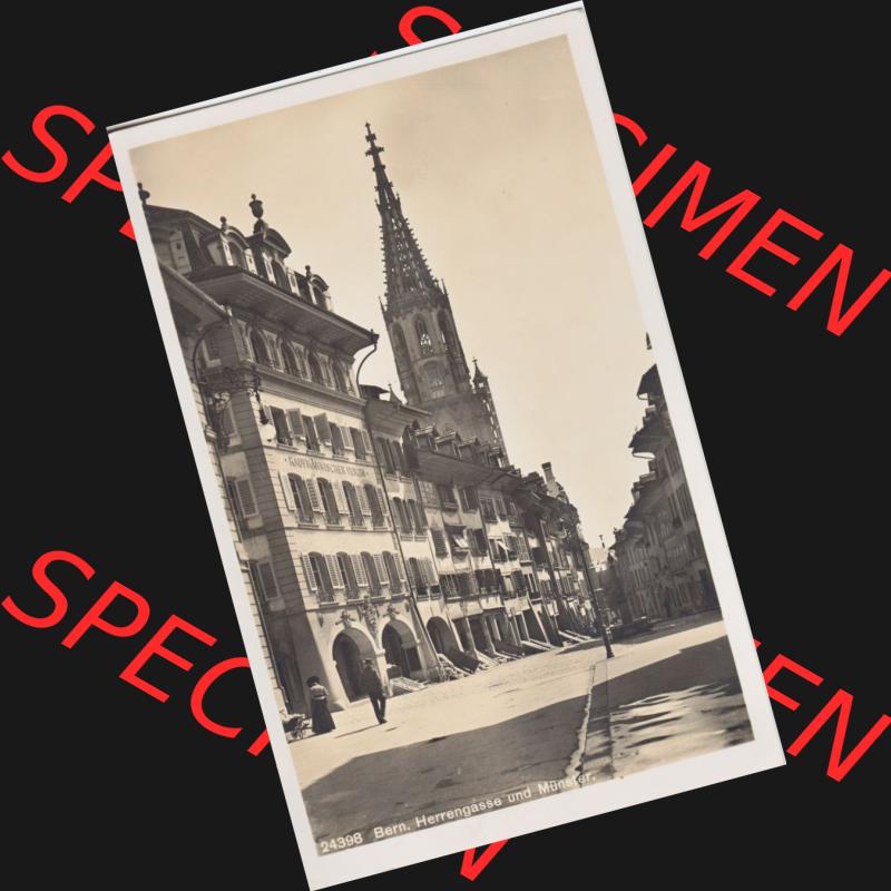 Ansichtskarte Schweiz, Karton Bern, Verwaltungskreis Bern-Mittelland, Stadt Bern, vor 1945 In s/w Schwarzweiß 24398 Bern, Herrengasse und Münster (1) Sammlung