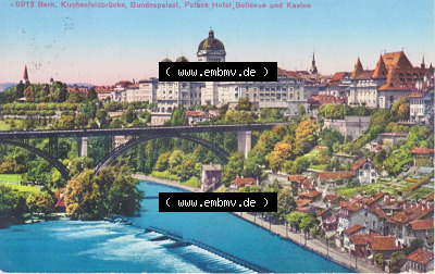 Ansichtskarte Schweiz, Karton Bern, Verwaltungskreis Bern-Mittelland, Stadt Bern, Lithografie vor 1945, 5913 Bern, Kirchenfeldbrücke,... Sammlung