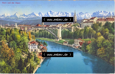Ansichtskarte Schweiz, Karton Bern, Verwaltungskreis Bern-Mittelland, Stadt Bern, Lithografie vor 1945, Bern und die Alpen, Wetterhorn,... Sammlung