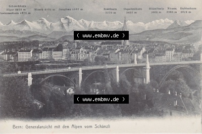 Ansichtskarte Schweiz, Karton Bern, Verwaltungskreis Bern-Mittelland, Stadt Bern, vor 1945 In s/w Schwarzweiß Bern, Generalansicht... Sammlung