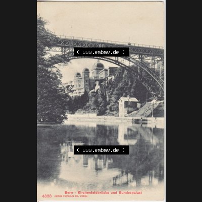 Ansichtskarte Schweiz, Karton Bern, Verwaltungskreis Bern-Mittelland, Stadt Bern, vor 1945 In s/w Schwarzweiß Bern, Kirchenfeldbrückeund Bundespalast (1) Sammlung