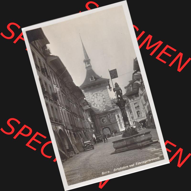 Ansichtskarte Schweiz, Karton Bern, Verwaltungskreis Bern-Mittelland, Stadt Bern, vor 1945 In s/w Schwarzweiß Bern, Zeitglocken und Zähringerbrunnen (1) Sammlung