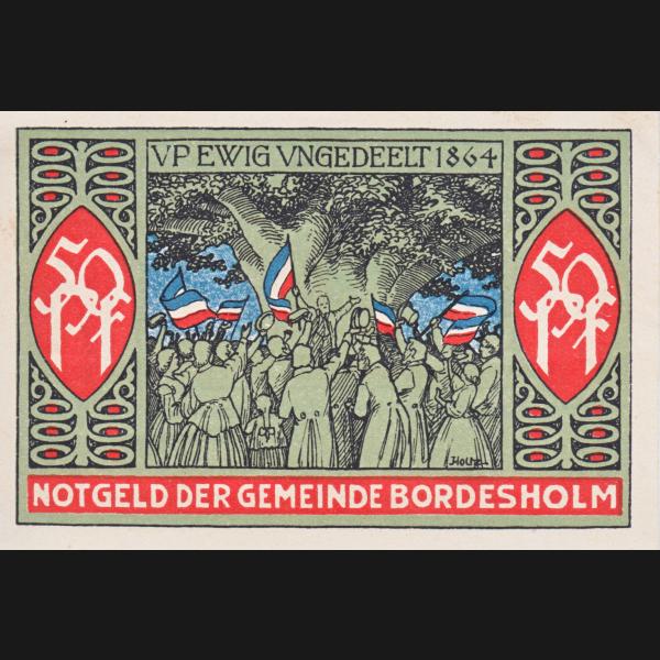 Bordesholm-Linde Notgeld, Notgeldschein 1921, 50 Pfennig VP ewig vngedeelt 1864 (2).jpg Quadratbild
