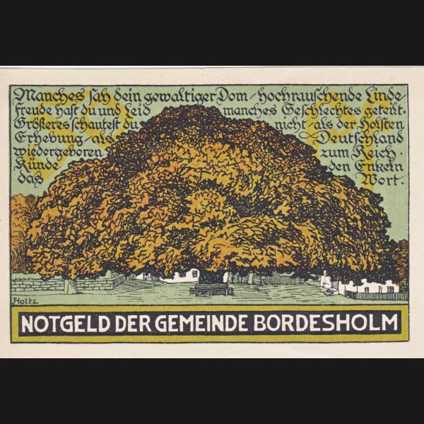 Bordesholm-Linde Notgeld, Notgeldschein 1921, 50 Pfennig Linde (2).jpg Quadratbild