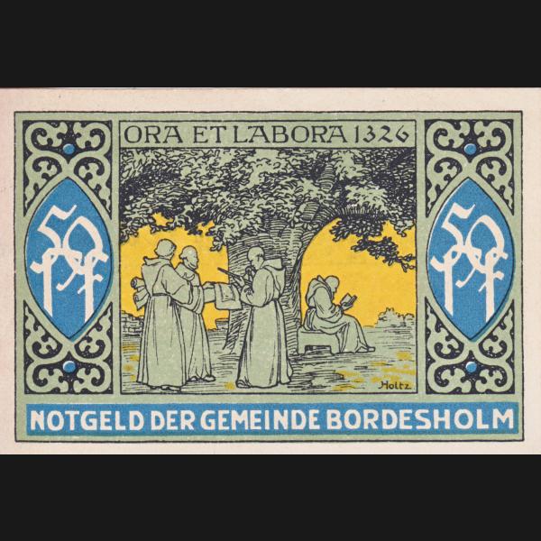 Bordesholm-Linde Notgeld, Notgeldschein 1921, 50 Pfennig Ora et Labora 1326 (2).jpg Quadratbild