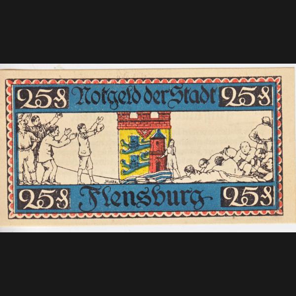 Flensburg, Stadt Notgeld, Notgeldschein 1920, 0005 25 Pfennig Seriennummer Schwarz (1).jpg Quadratbild